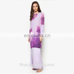 2017 Latest Fashion Print Muslim Dress Modern Cotton Baju Kurung Malaysia Islamic Clothing thumbnail-2