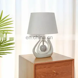 Popular Solid Geometry Design Ceramic Base Bedside Night Lamp for Hotel Decor thumbnail-3