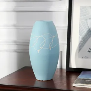 Creative Classical Hand Made Blue Jingdezhen Ceramic Plant Vase Suit For Bedroom Decor thumbnail-3