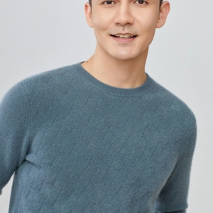 Men′s Casual Pullover  Breathable Anti-shrink Gray Cashmere Sweater thumbnail-2