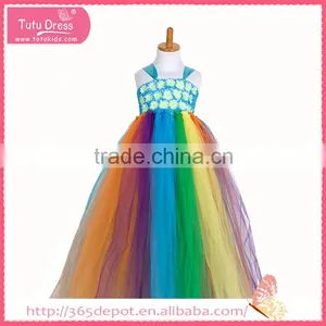 Floor Length Dress Multi Color Fluffy Dress With Rosette Decorated Gauze Dress Halloween Costume Supplier's Choice thumbnail-1