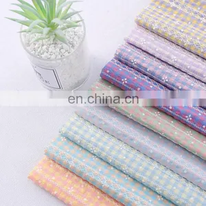 40 Colorful Plaid Printed Cloth Plain Weave Polyester Cotton Fabric Spring and Summer Children's Overalls Dress Mosquito Pants f thumbnail-1