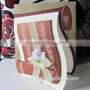 2016 New Design Wave Shape Chocalate Luxury Wooden Wedding Card Invitation thumbnail-4