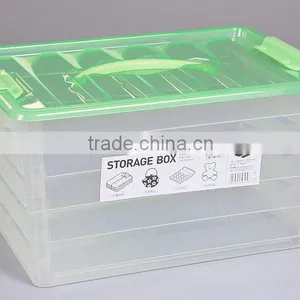 Large Thick Transparent Plastic Storage Box With Handle thumbnail-1