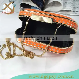 Orange Star Pattern Minaudiere Clutch Bag thumbnail-1
