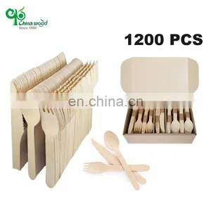 Yada 100% Biodegradable Multifunction Custom Logo Wooden Dessert Biodegradable Disposable Wooden Cutlery thumbnail-5