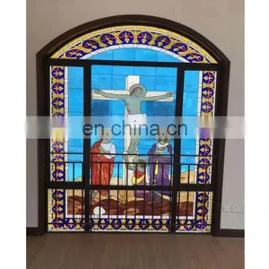 Custom Texture Architectural Church Windows Transparent Tiffany Stained Glass Panels Wholesale Decoration Art Glass thumbnail-1