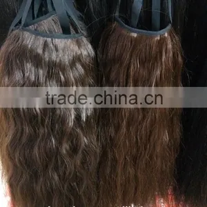 Brazilian Hair 100% Human Hair,pony Tail Wig 20inch 90gram Natural Color 2# ,natural Wave thumbnail-2