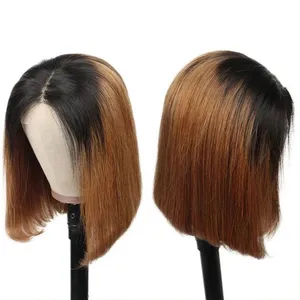 1b/30 Ombre Brown Colored Short Bob Human Hair Lace Frontal Wig 210% Density 13x4 Lace Front Wigs For Women thumbnail-3