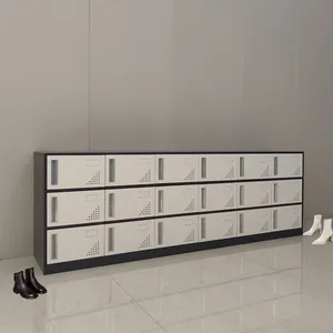 Customized 18 Doors Steel Storage Cabinet Black and White Metal Shoes Cabinet Locker thumbnail-3