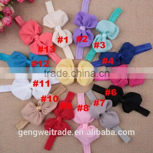 Wholesale Mixed Color Newborn Baby Hair Accessory Chiffon Bows Children Kids Headwear thumbnail-4