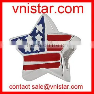 Vnistar Metal Alloy Star Shape Large Hole European Style STATE Flag Beads for 2016 TB084 thumbnail-1