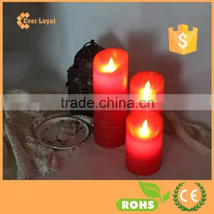 Hot Sale Flameless Candle With Moving Wick Rustic Pillar Candle Set thumbnail-2
