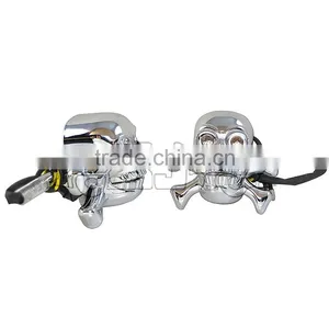 BJ-SL-056S New Arrival Chrome Short Stem ABS Plastic Skull LED Motorcycle Turn Signal Blinker Light thumbnail-1