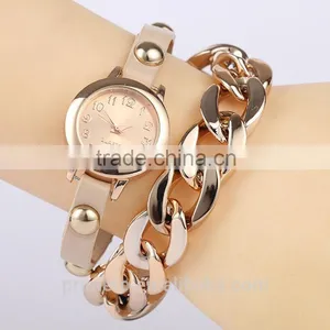 Women Steel Crude Chain Rivet Wrist Quartz Watch Bracelet thumbnail-6