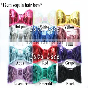 12cm Sequin Hair Bow, Handmade Baby Sequin Bowknot Fabric Hair Accessories thumbnail-1