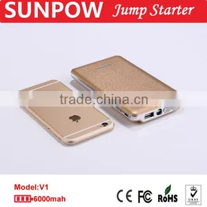 Sunpow 6000mah New Design Car Battery Charger and Luxury Gold Color Mini 12v Car Jump Starter With Air Compressor thumbnail-2