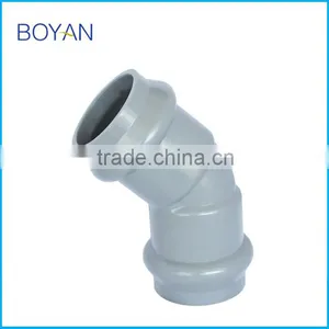 Chinese Supplier Plastic Pipe Fitting Pvc Grey Two Faucet 45 Degree Elbow With Rubber Ring thumbnail-1