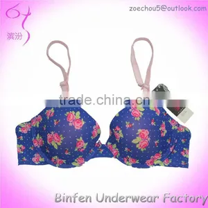 Stylish Rose Print Thin Cup Bra Underwear For Women thumbnail-1