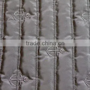 210T Waterproof Stripe Polyester Embroidered Thermal Padding Quilting Fabric China for Clothing thumbnail-1