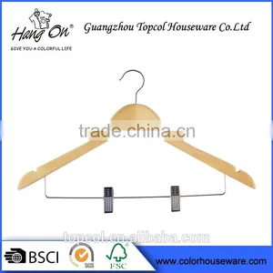 Wooden Clothes Hanger With Clips/natural Color Wood Hanger thumbnail-2