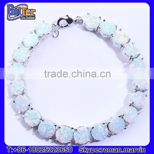 Wholesale Women Jewelry 925 Stelring Silver Synethic Fire Opal Bracelet thumbnail-3