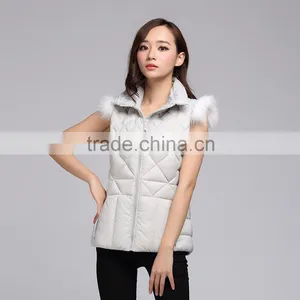 2015 Wholesale Warm Down Vest Women With Fox Fur thumbnail-3