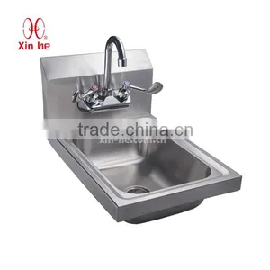 Stainless Steel Wall Hung Commercial Hand Washing Sink With Backsplash and Tap Hole for Public Use thumbnail-5