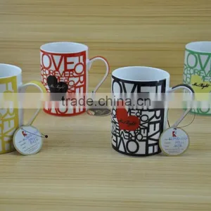 11OZ Sweet Heart Love Design Full Decal Print Tea Cups, Shiny Surface Porcelain Mug, KL5035-11022 thumbnail-1
