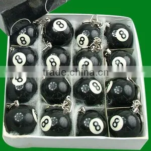 Black 8 Ball Key Chain and Ball Key Ring thumbnail-1