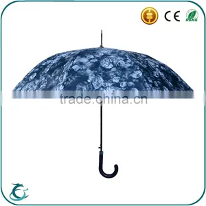 Hot Sale New Design Full Body Print Flower Auto Open Straight Umrbella thumbnail-1