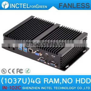 Fanless Mini Industrial PC Computer Workstation With 2 COM 4 USB 3.0 Intel Celeron 1037u Processor With 4G RAM Only thumbnail-1