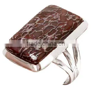 Dinosaur Bone, Gemstone Jewelry, Silver Rings thumbnail-1