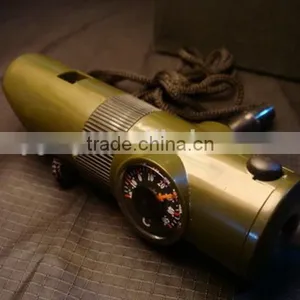 7 in 1 Multifunctional Military Survival Kit Magnifying Glass Whistle Compass Thermometer LED Light thumbnail-3