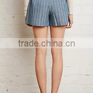 2015 New Apparel Designs Fashion Pleated Denim Shorts for Women thumbnail-4