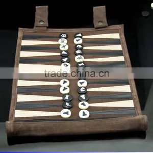 Custom Chinese Real Leather Backgammon thumbnail-1