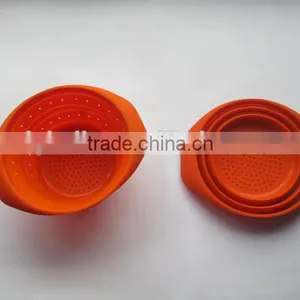 2014 Hot Sale Silicone Handle Foldable Colander thumbnail-1