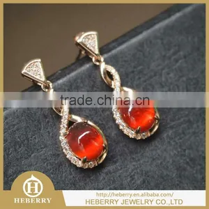 925 Sterling Silver Genuine Garnet Earrings With cz Diamond Stone for Ladies thumbnail-3