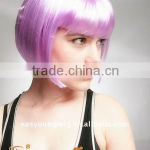 New Halloween Wig, Cheap Purple Synthetic Hair Short Bob Wigs, Party Wig thumbnail-1
