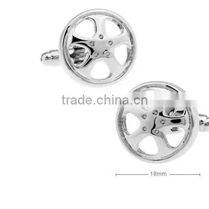 Novelty Silver Jewelry Cooper Steering Wheel Cufflinks thumbnail-3