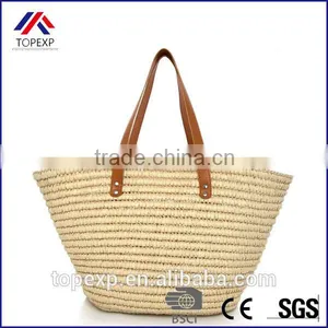 Woven Paper Straw Bag Straw Tote Bag Plain Bag thumbnail-1