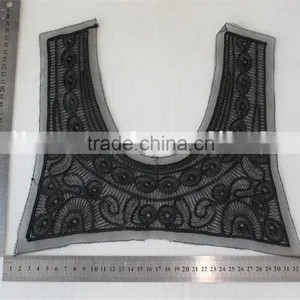 Good Quality Black 100% Polyester Lace Collar Embroidery Lace Applique thumbnail-6