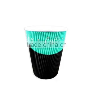 7oz 6.5oz 200ml Double Wall Ripple Type Disposable Paper Coffee Cups for Coffee Hot Drinks With Covers thumbnail-3
