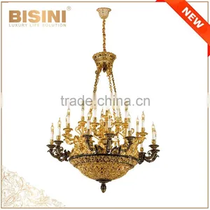 24K Gold Plating Brass 6 Light Baroque Style Chandelier for Home/Hotel/Hall, Porcelain Ceiling Lamp thumbnail-6
