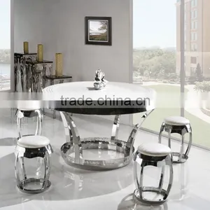 TH282 New Design Round Marble Top Dining Set thumbnail-1