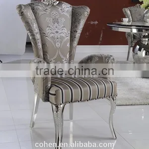 2016 Hot Sale Elegant High Back Stainless Steel Metal Reception Chair/leisure Chair/dining Chair With Patterned Fabric Covered thumbnail-1
