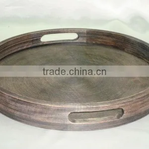 Designer Round Wooden Serving Tray,Decorative Round Serving Trays,Serving Trays thumbnail-1