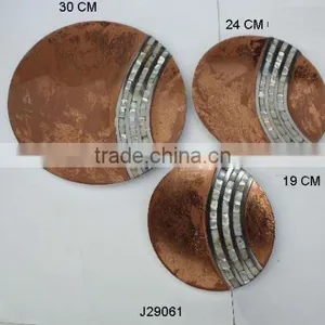 Cast Aluminum Round Tray With Food Safe Enamel and Mother of Pearl Mosaic Mosaic thumbnail-1