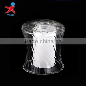 Hand Blown Clear Stripe Borosilicate Glass Lamp Shade thumbnail-1