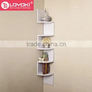2016 Hot Sale MDF Wood Shelving Solution 5 Tier Large Corner Wall Mount Shelf thumbnail-3